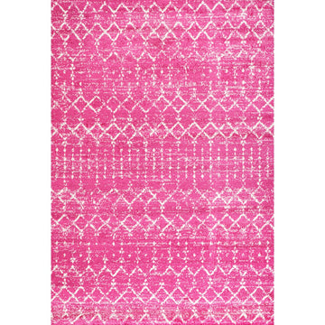 Moroccan Hype Boho Vintage Diamond Area Rug Fuchsia/Ivory